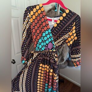 Colorful Polka Dot Wrap Dress